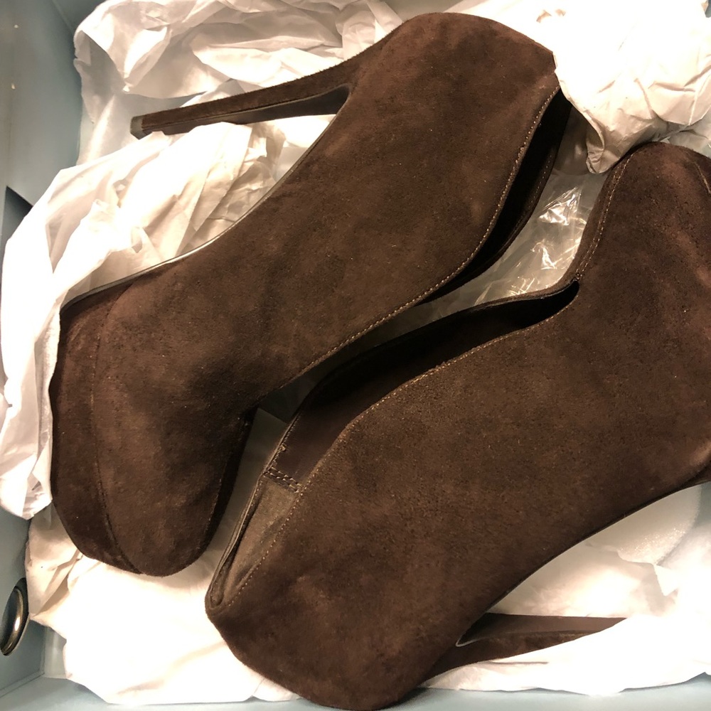 Brown suede booties
